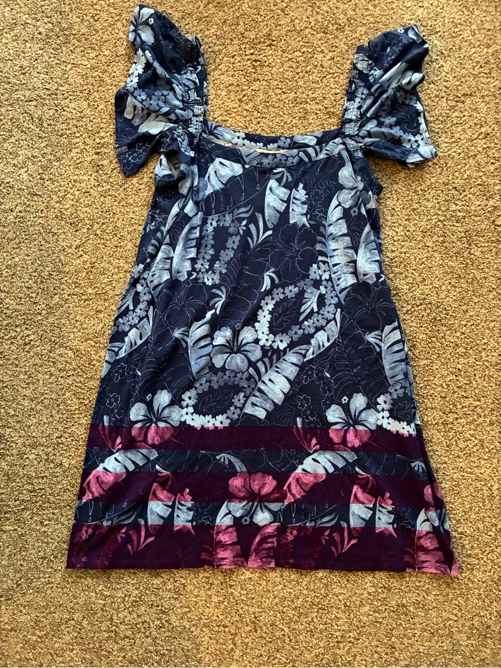 Tommy Bahama Peeky Fronds Ruffle Smock Dress Large NWT